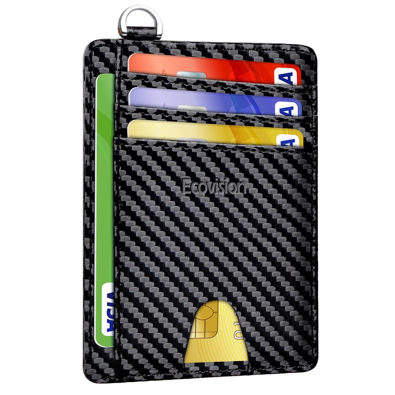 EcoVision Slim Minimalist Front Pocket Wallet, RFID Blocking Credit Card Holder Wallet with Detachable D-Shackle for Men Women - Image 1